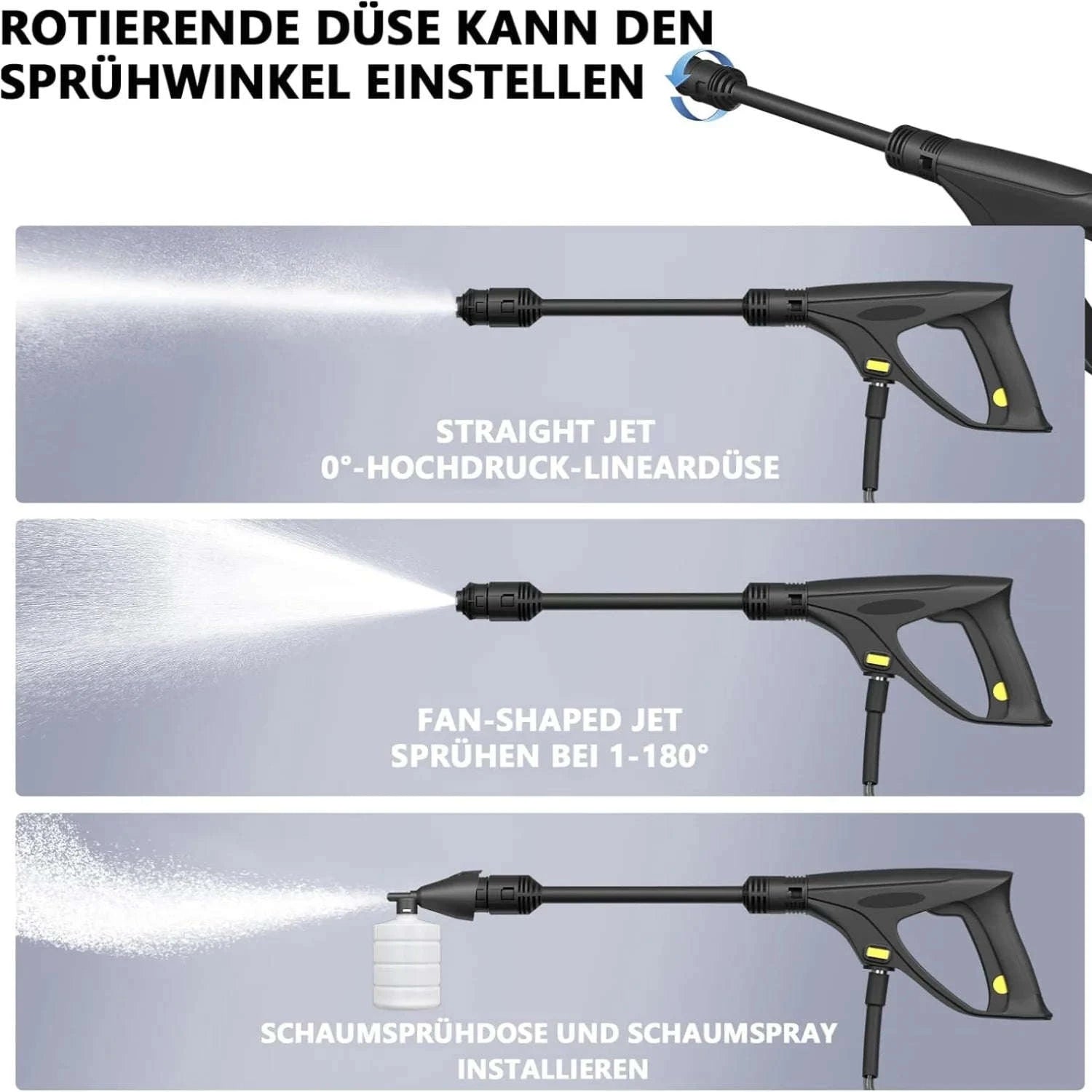 Car Wash Gun Electric High Pressure Washer with Adjustable Nozzle-Yellow / Corded Electric / UNITED KINGDOM