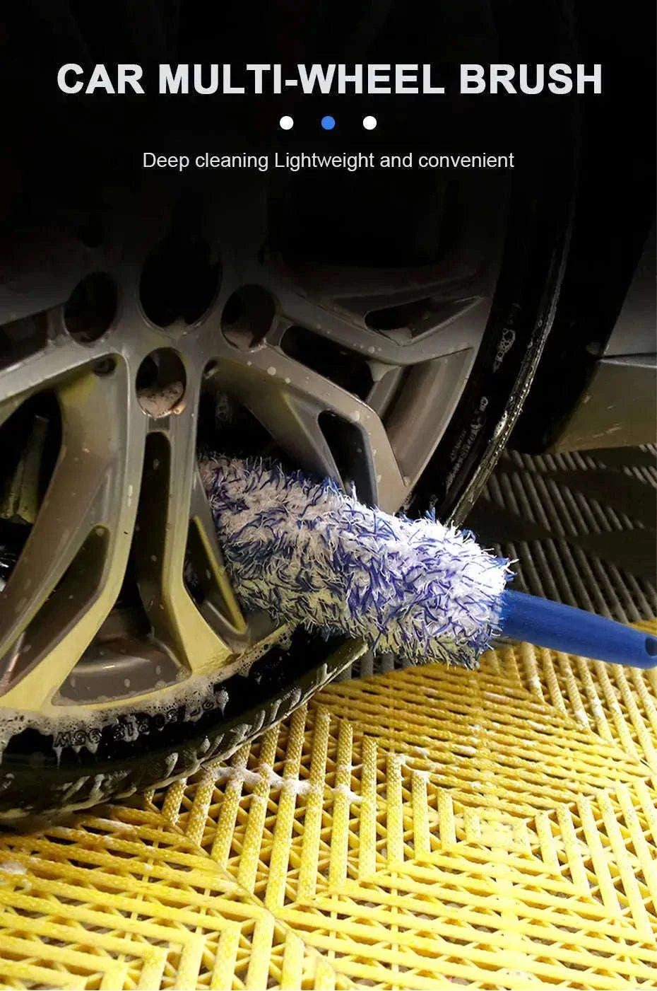 Car Wheel Hub Brush for Deep Cleaning Tight Wheel Spaces-Blue 1pc