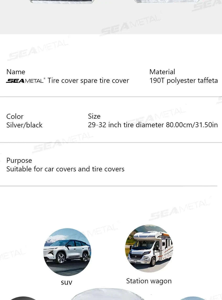 Car Wheel Tire Cover for 29-32in Tires-Silver 4pcs