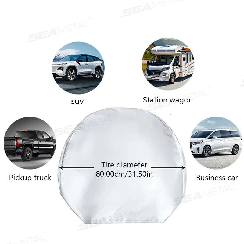 Car Wheel Tire Cover for 29-32in Tires-Silver 4pcs