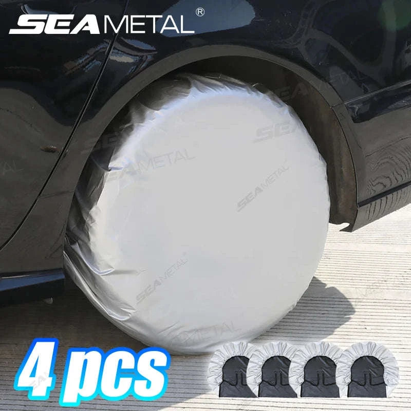 Car Wheel Tire Cover for 29-32in Tires-Silver 4pcs