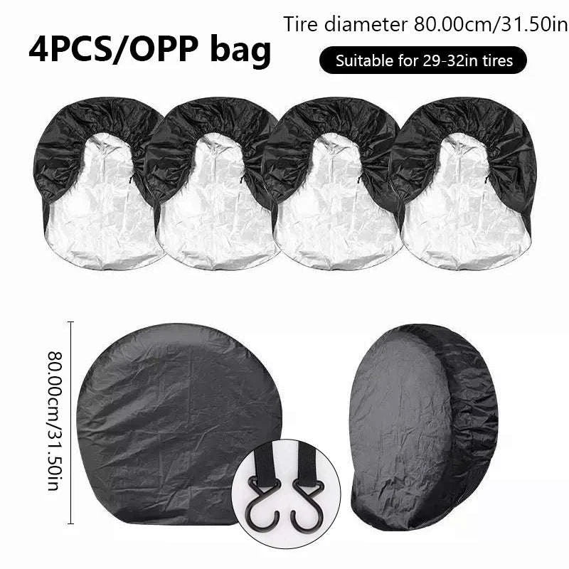 Car Wheel Tire Cover for 29-32in Tires-Silver 4pcs