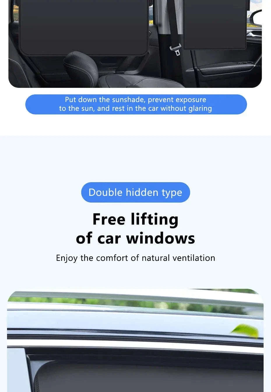 Car Window Sunshade Magnetic Side Window Curtain-Rear-1pc