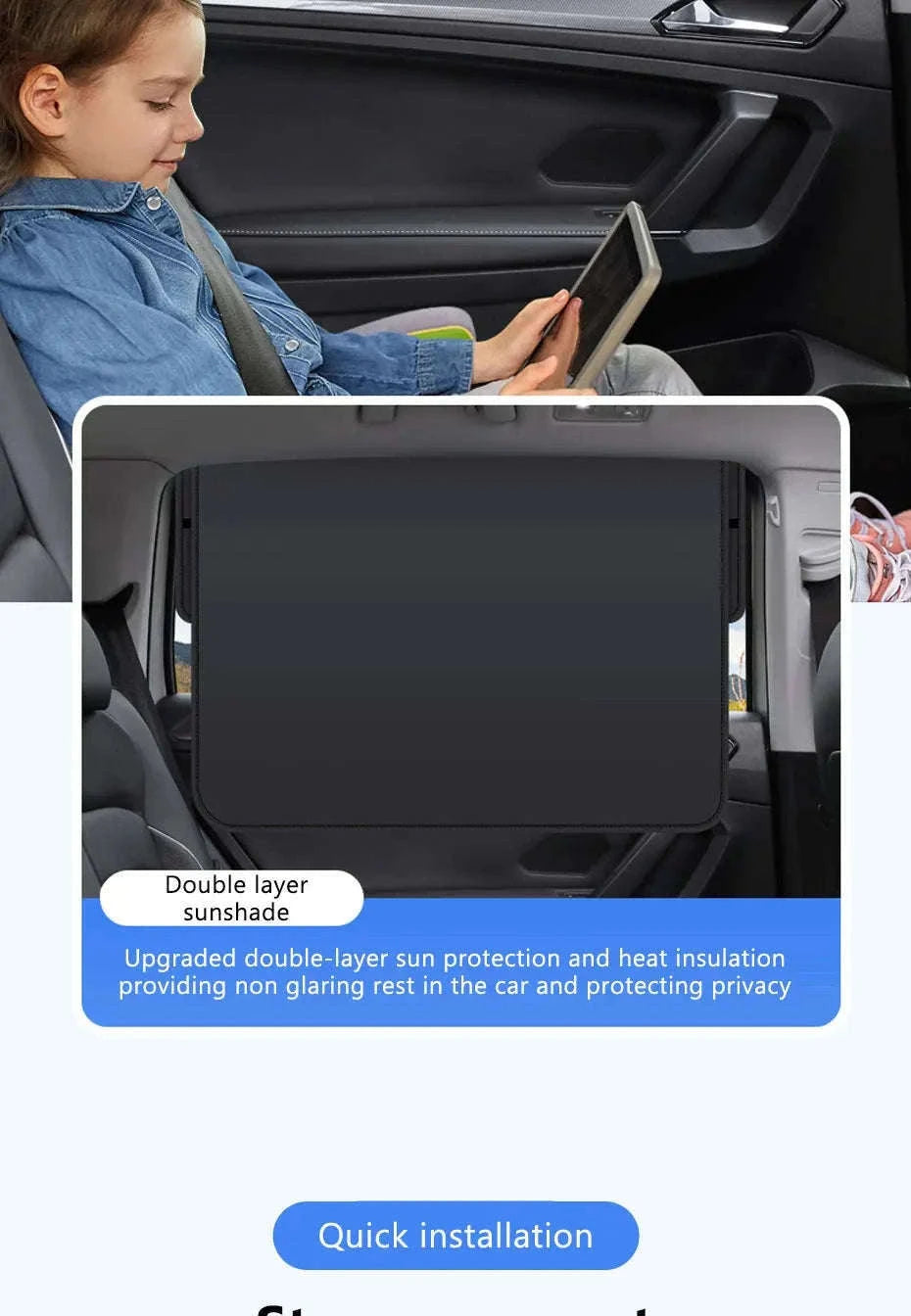 Car Window Sunshade Magnetic Side Window Curtain-Rear-1pc