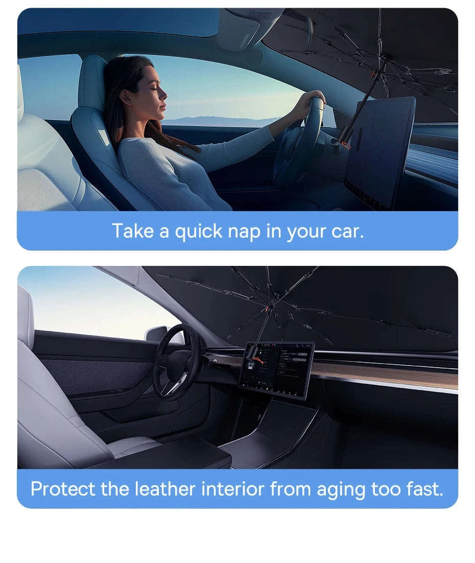 Car Windshield Sun Shade with Hemmed Edges-142 x 75cm