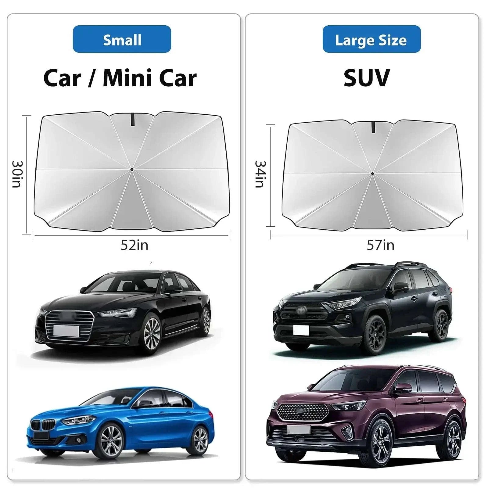 Car Windshield Sunshade Umbrella – UV Protection and Heat-Reducing Reflective Shield-Pull Cord S