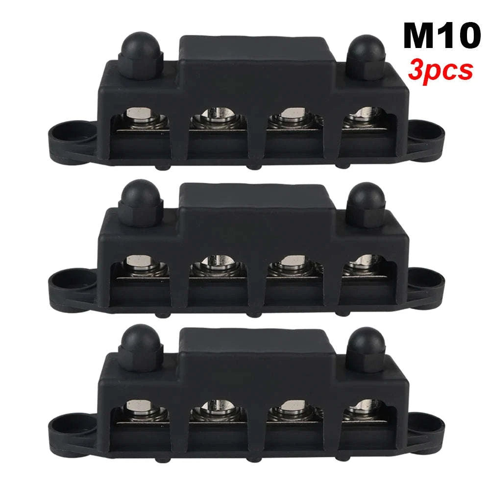 Caravan RV Power Distribution Block 4 Way 48V 250A DC Bus Bar with M8/M10 Studs-Red M10