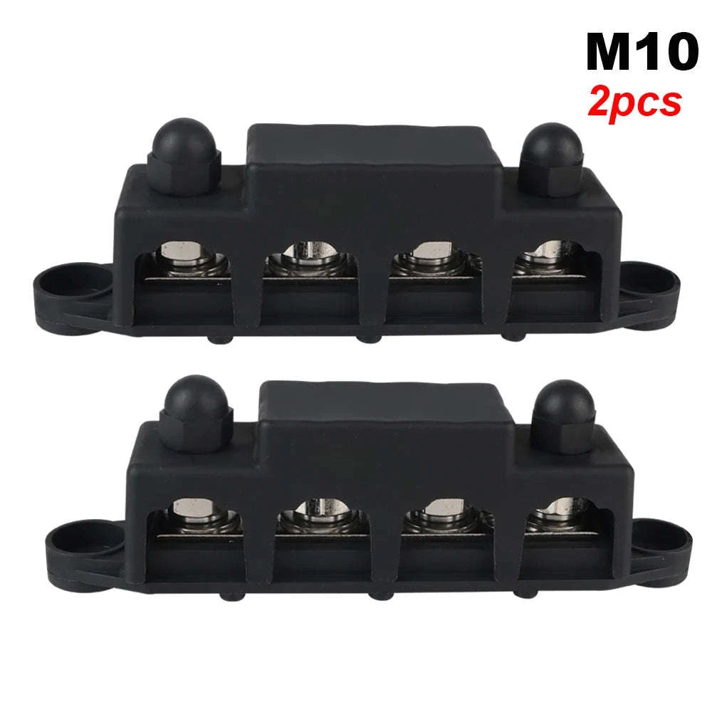 Caravan RV Power Distribution Block 4 Way 48V 250A DC Bus Bar with M8/M10 Studs-Red M10