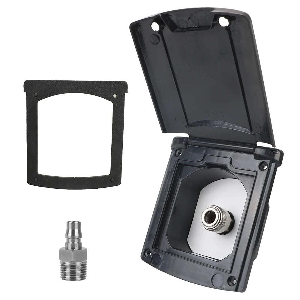 Caravan Water Inlet Outlet Hatch Filter Lockable Cover with 20mm Adapter Nozzles-WHITE