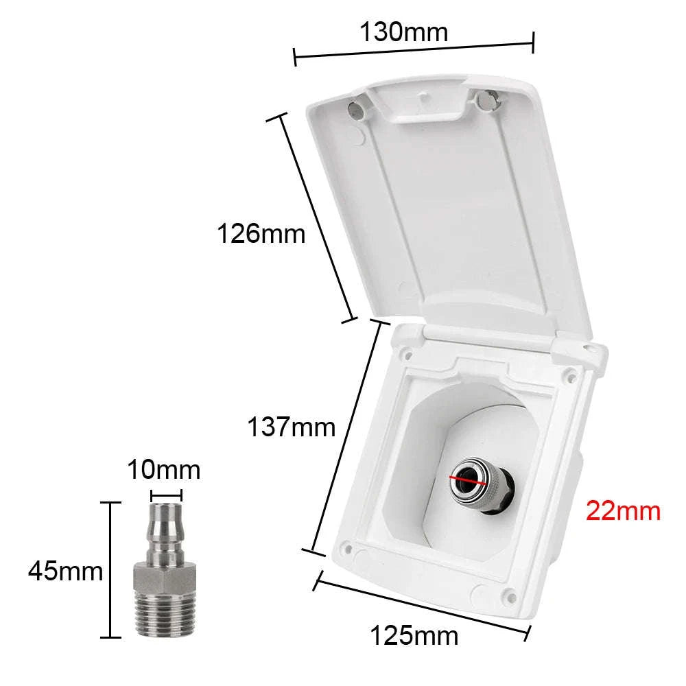 Caravan Water Inlet Outlet Hatch Filter Lockable Cover with 20mm Adapter Nozzles-WHITE