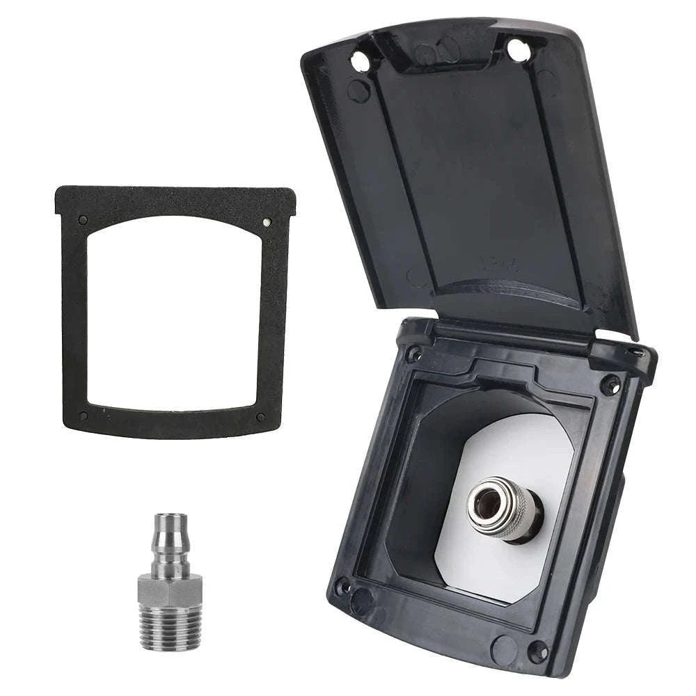 Caravan Water Inlet Outlet Hatch Filter Lockable Cover with 20mm Adapter Nozzles-WHITE
