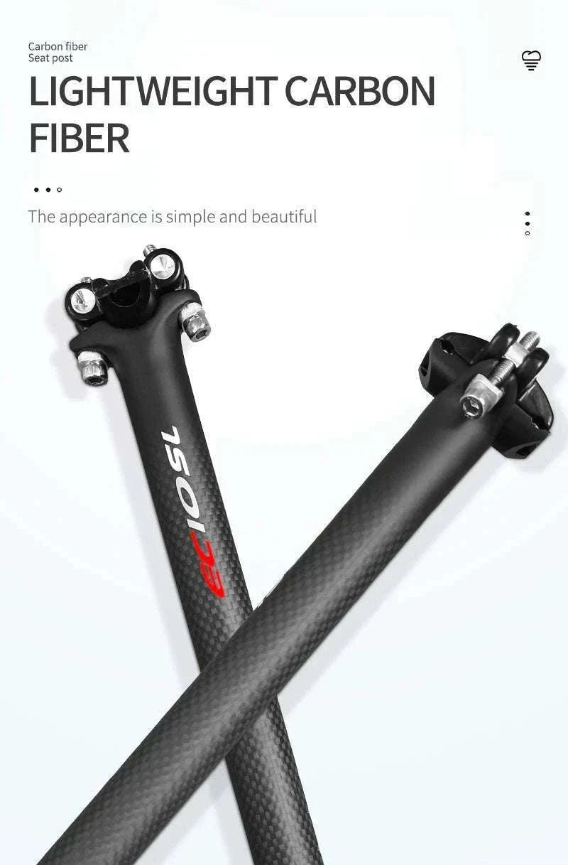 Carbon Fiber Bicycle Seatpost 27.2/30.8/31.6mm 350/400mm-27.2X350