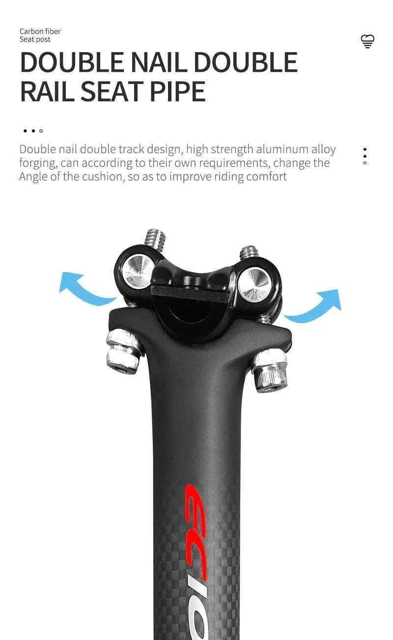 Carbon Fiber Bicycle Seatpost 27.2/30.8/31.6mm 350/400mm-27.2X350