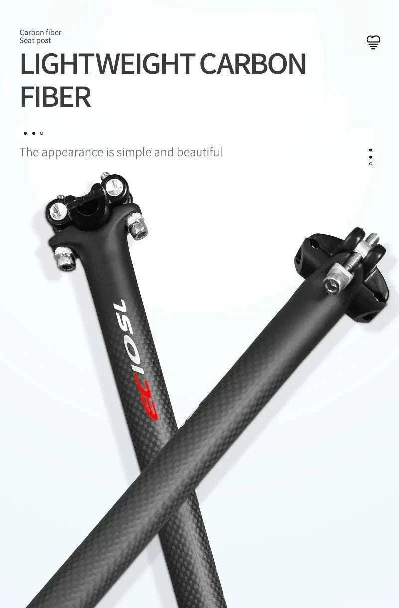 Carbon Fiber Bicycle Seatpost 27.2/30.8/31.6mm 350/400mm-27.2X350