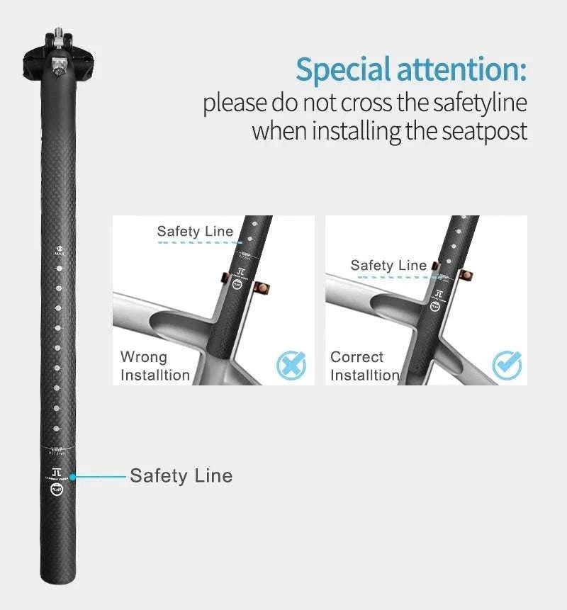 Carbon Fiber Bicycle Seatpost 27.2/30.8/31.6mm 350/400mm-27.2X350