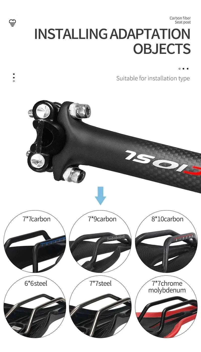 Carbon Fiber Bicycle Seatpost 27.2/30.8/31.6mm 350/400mm-27.2X350