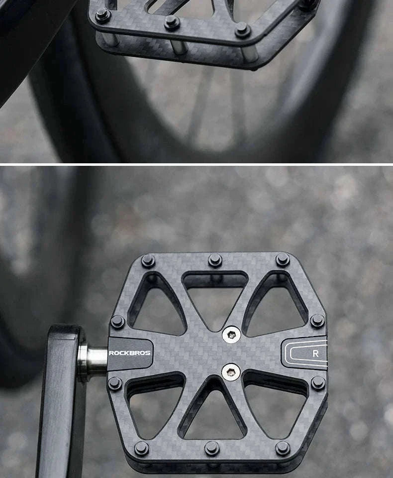Carbon Fiber Bike Pedals with 3 Bearings Anti-Slip MTB & Road-C520-S