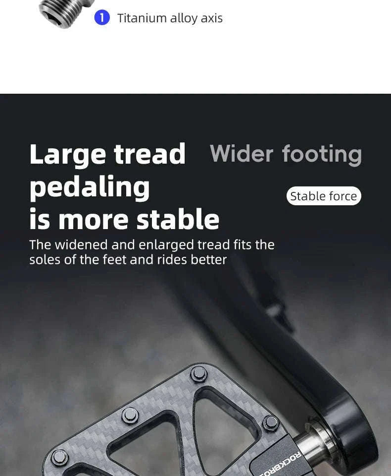 Carbon Fiber Bike Pedals with 3 Bearings Anti-Slip MTB & Road-C520-S