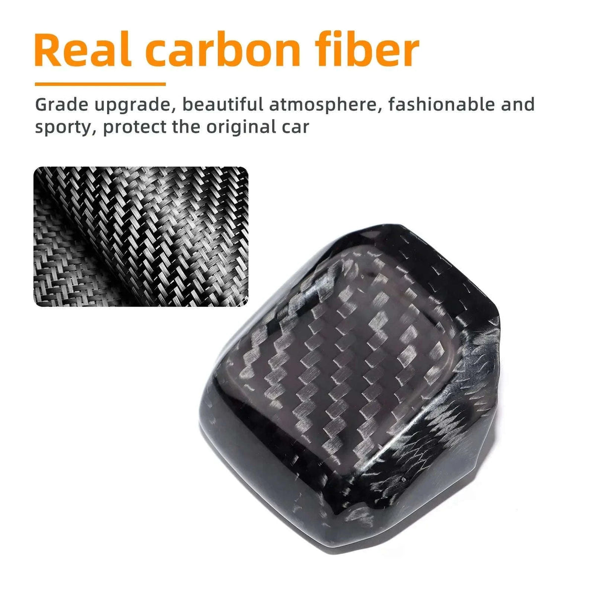 Carbon Fiber Gear Shift Knob Trim for Seat Leon and Cupra-Black Carbon / Germany