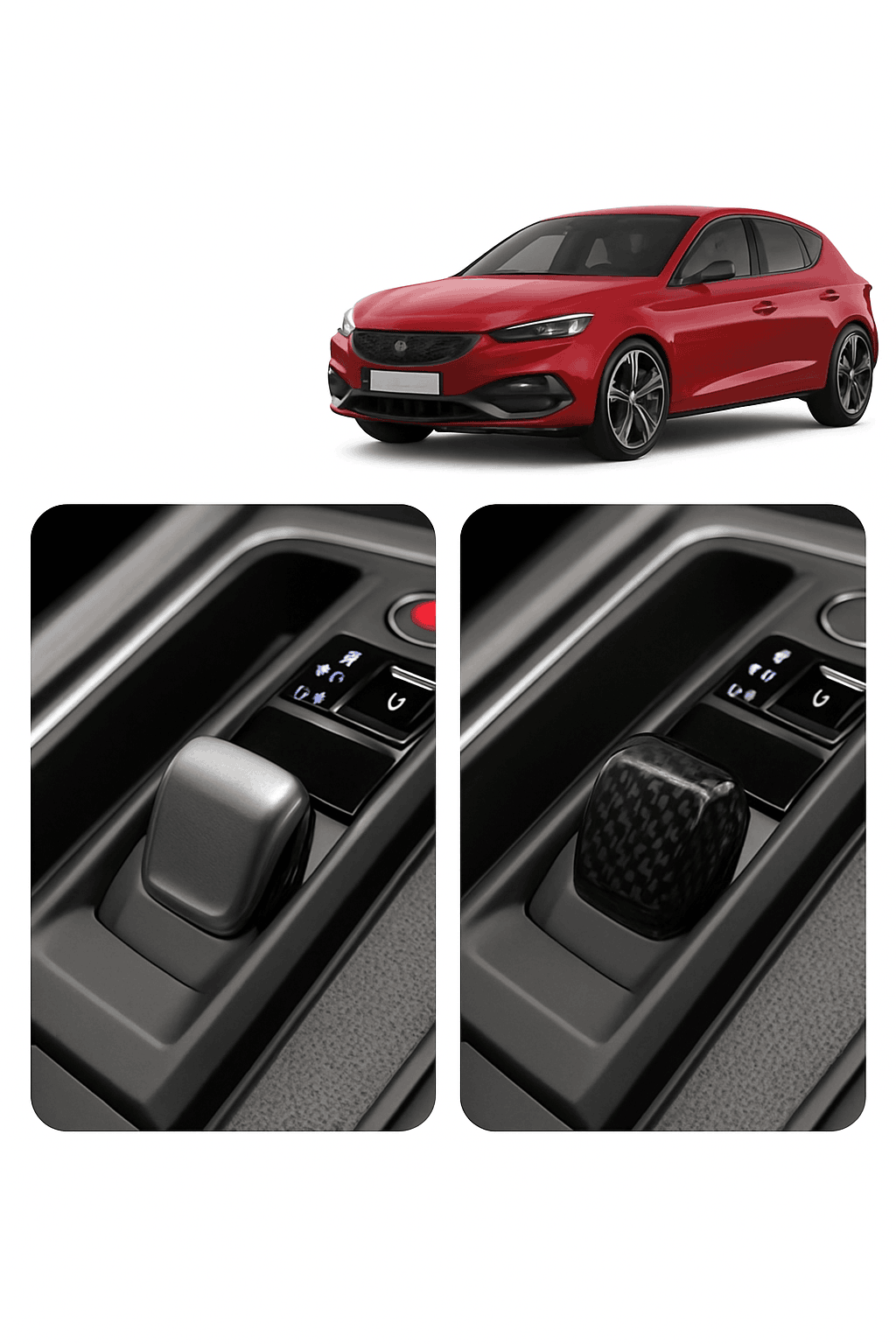 Carbon Fiber Gear Shift Knob Trim for Seat Leon and Cupra-Black Carbon / Germany