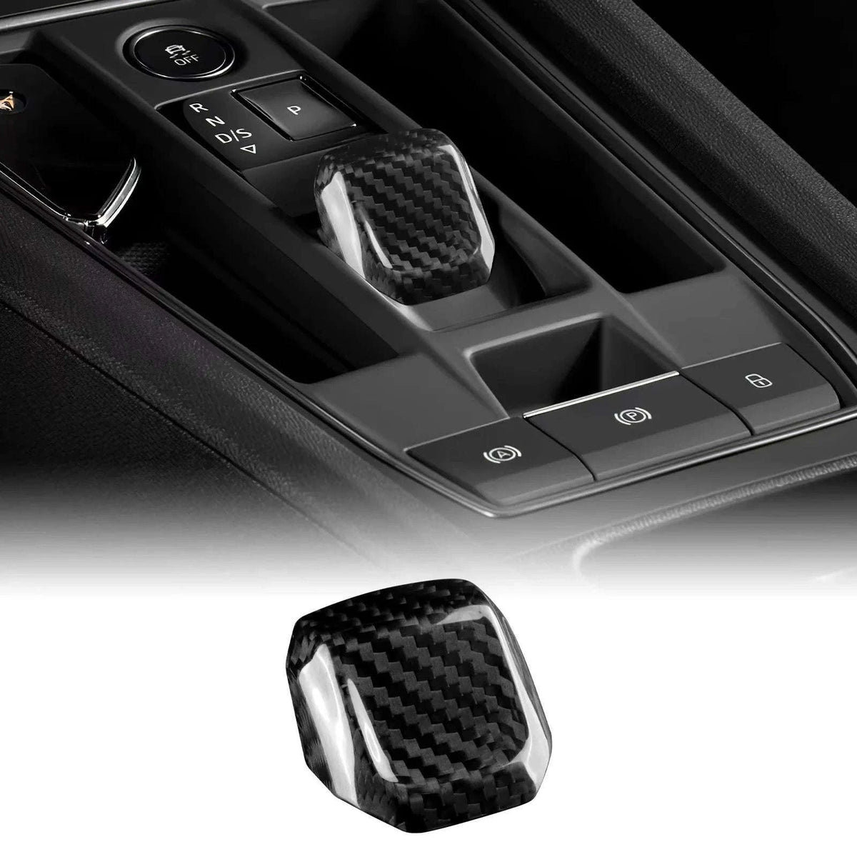Carbon Fiber Gear Shift Knob Trim for Seat Leon and Cupra-Black Carbon / Germany
