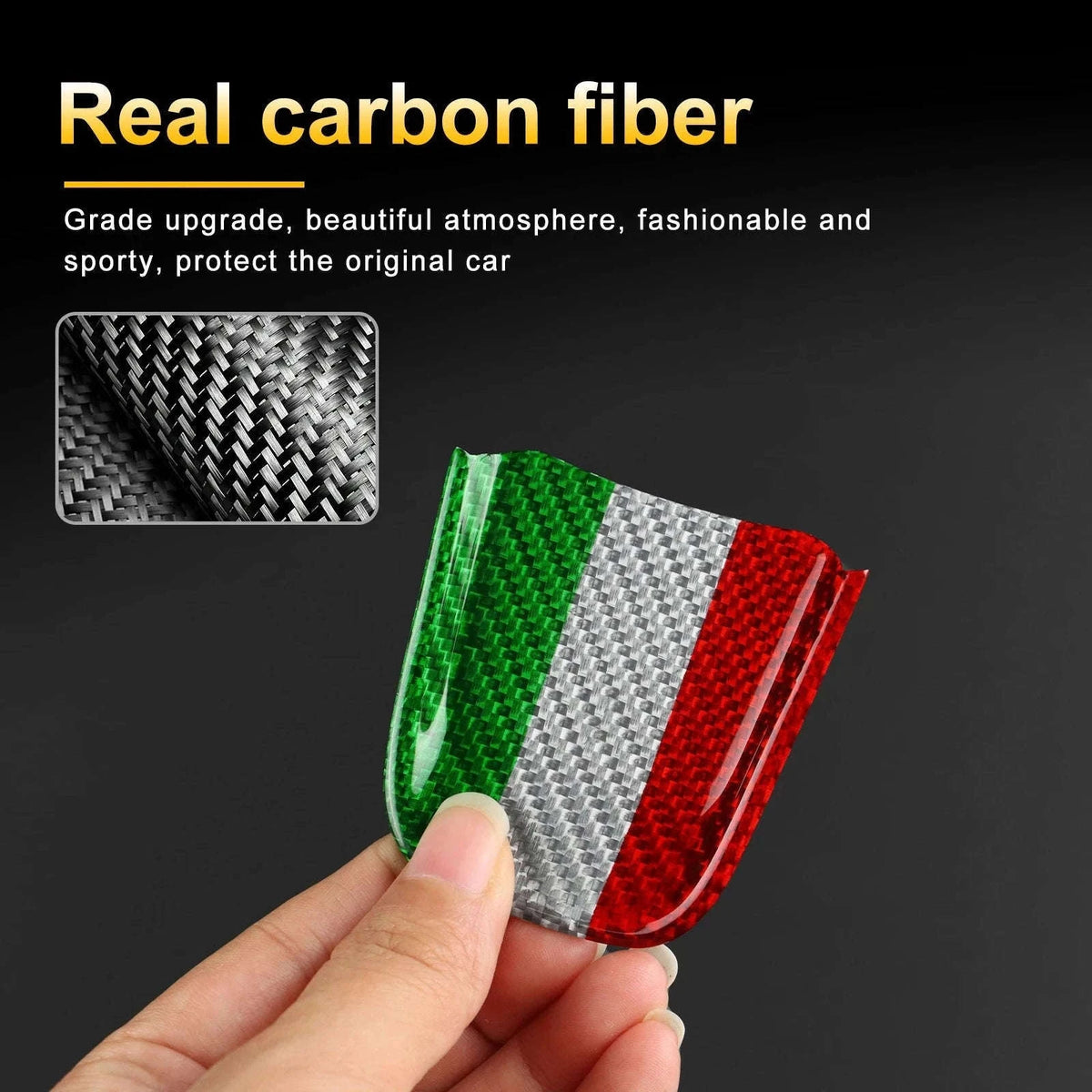 Carbon Fiber Steering Wheel Bottom Sticker for Fiat 500 Abarth-Tricolor / Germany