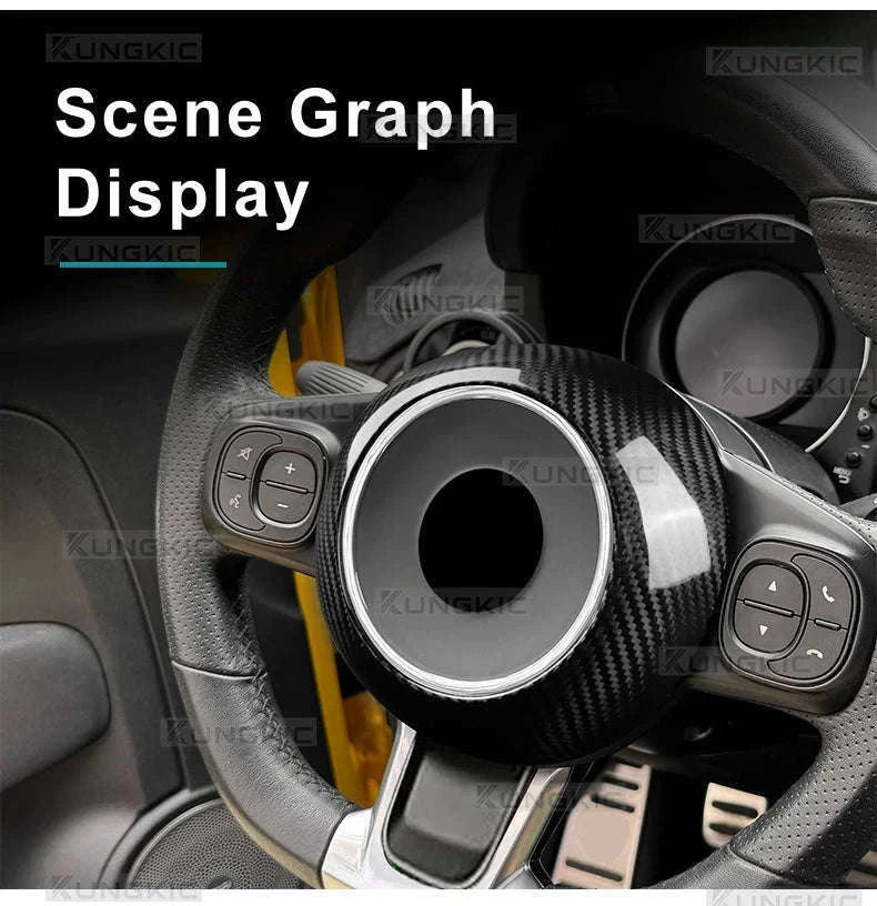 Carbon Fiber Steering Wheel Bottom Sticker for Fiat 500 Abarth-Tricolor / Germany