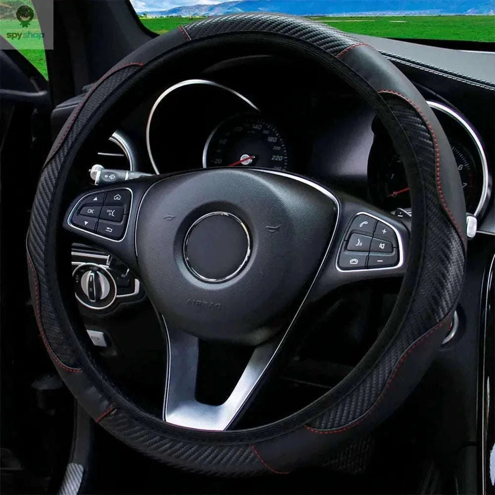 Carbon Fiber Steering Wheel Cover for Grip and Comfort-Yellow
