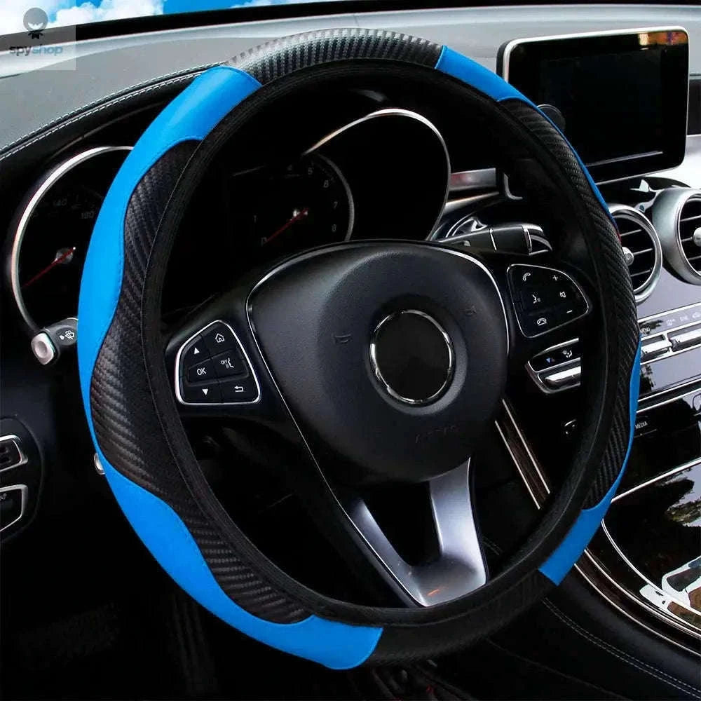 Carbon Fiber Steering Wheel Cover for Grip and Comfort-Yellow