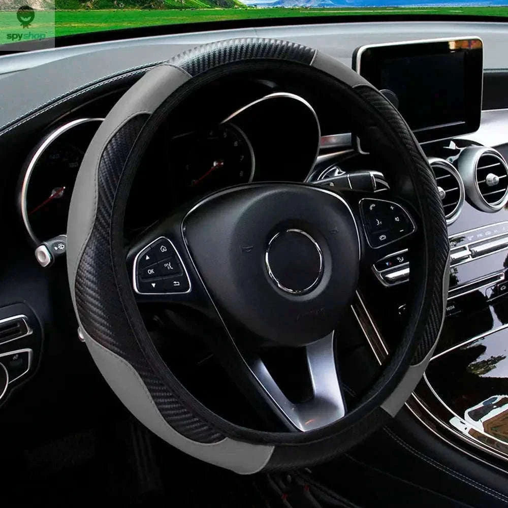 Carbon Fiber Steering Wheel Cover for Grip and Comfort-Yellow