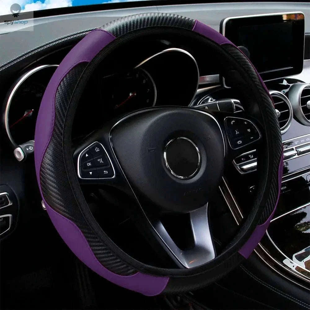 Carbon Fiber Steering Wheel Cover for Grip and Comfort-Yellow