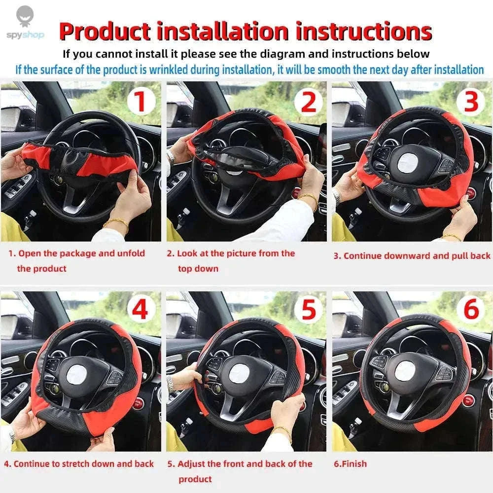Carbon Fiber Steering Wheel Cover for Grip and Comfort-Yellow