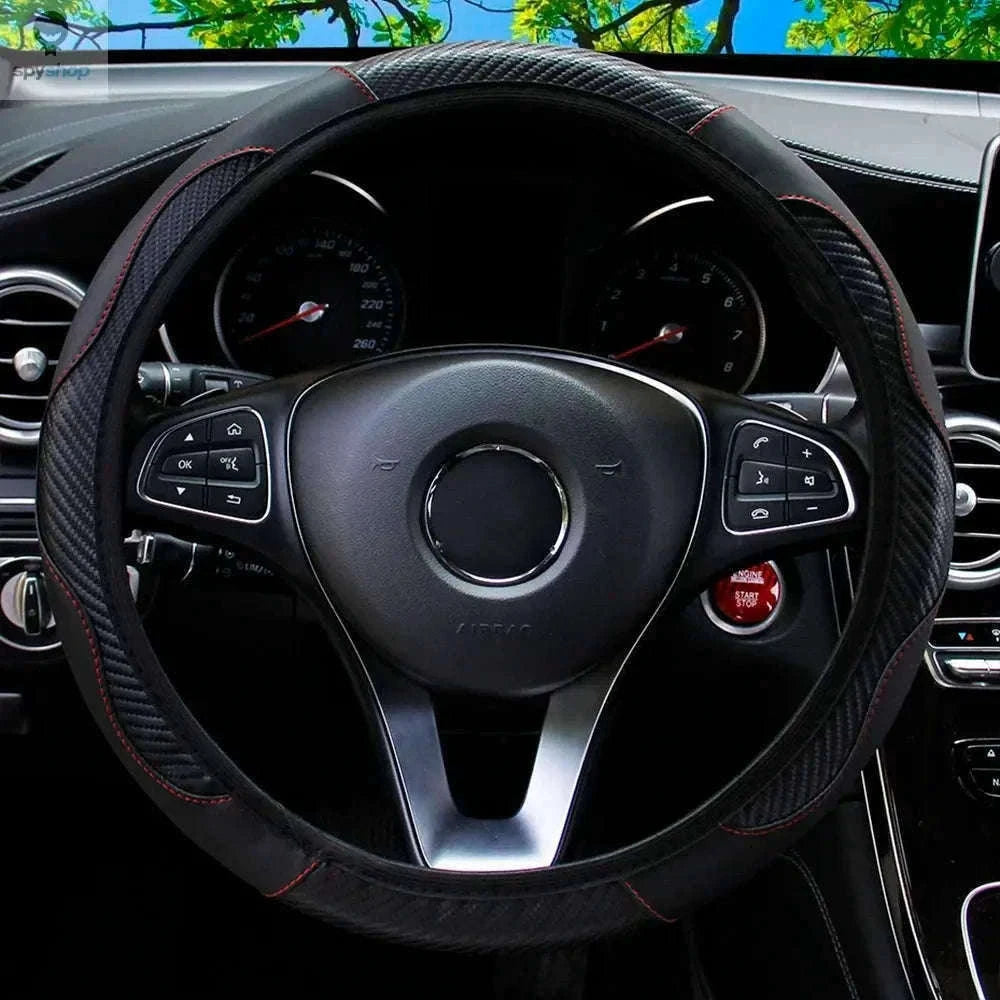 Carbon Fiber Steering Wheel Cover for Grip and Comfort-Yellow
