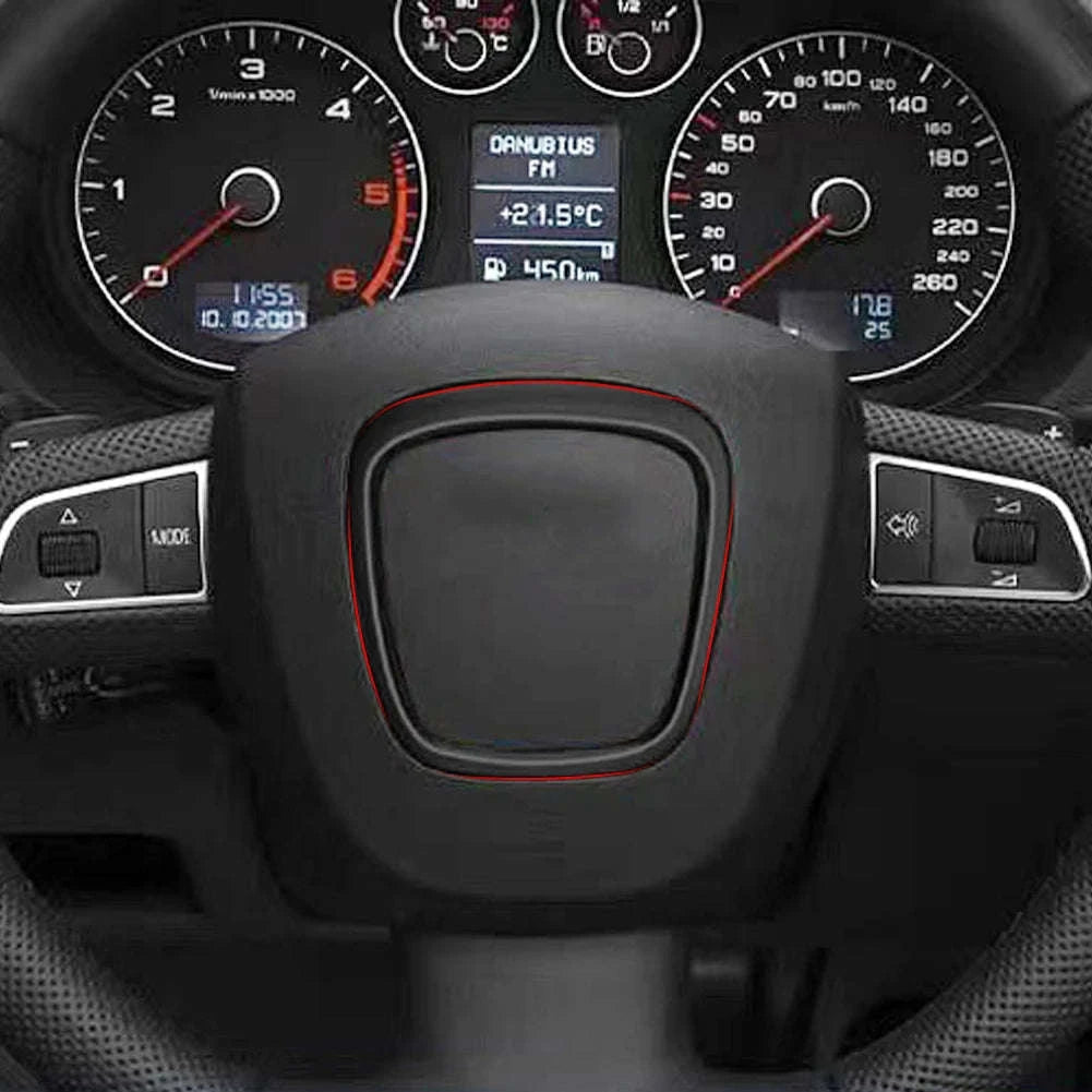 Carbon Fiber Steering Wheel Trim Cover for Audi Models-Germany / Style 2 Black