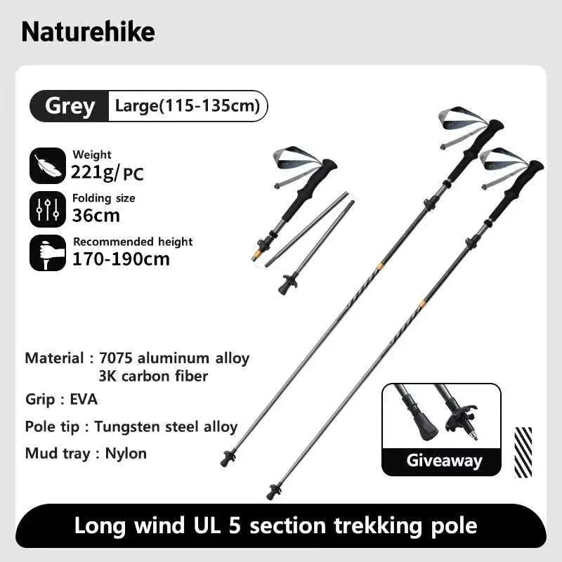 Carbon Fiber Trekking Poles Adjustable 103–135cm Ultralight Hiking Sticks-PRO Black S 2pcs / Russian Federation