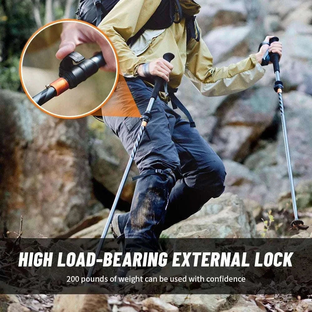 Carbon Fiber Trekking Poles Adjustable 103–135cm Ultralight Hiking Sticks-PRO Black S 2pcs / Russian Federation