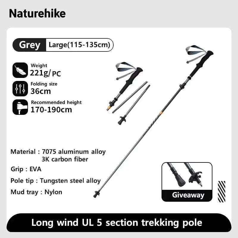 Carbon Fiber Trekking Poles Adjustable 103–135cm Ultralight Hiking Sticks-PRO Black S 2pcs / Russian Federation