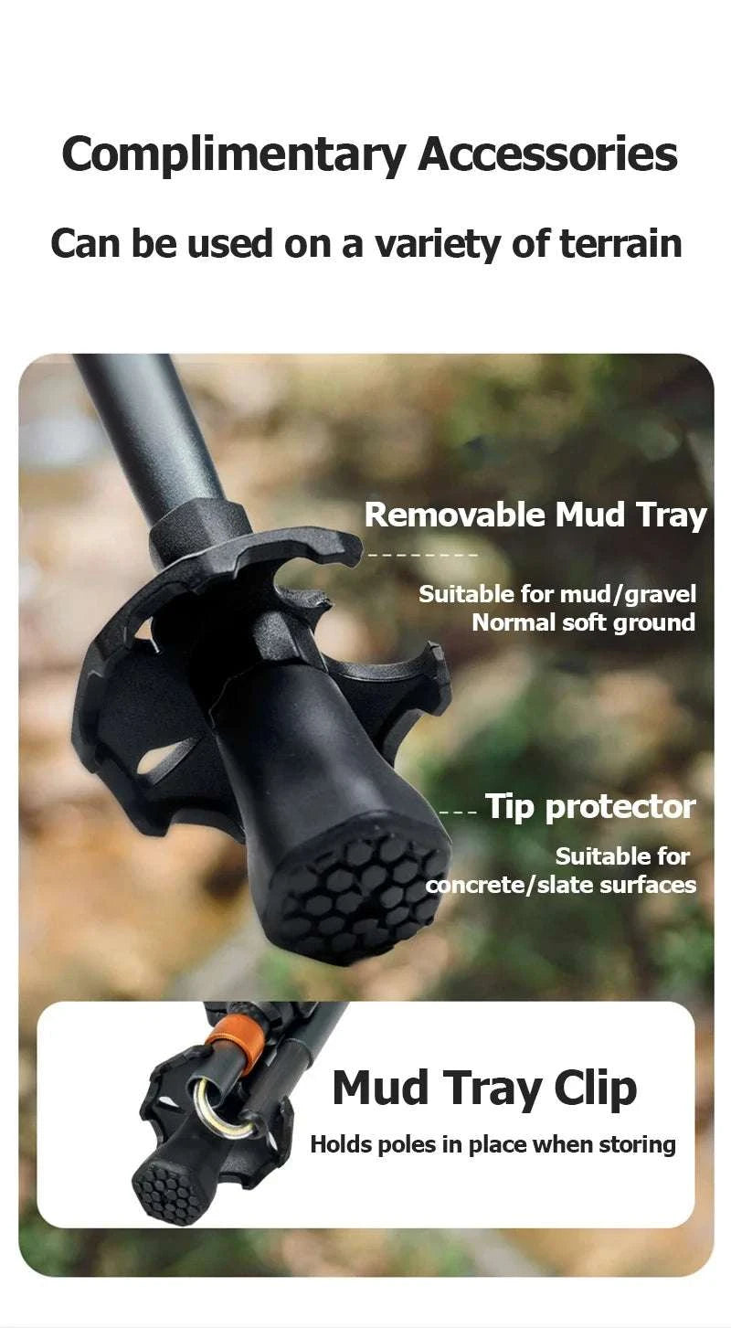 Carbon Fiber Trekking Poles Adjustable 103–135cm Ultralight Hiking Sticks-PRO Black S 2pcs / Russian Federation