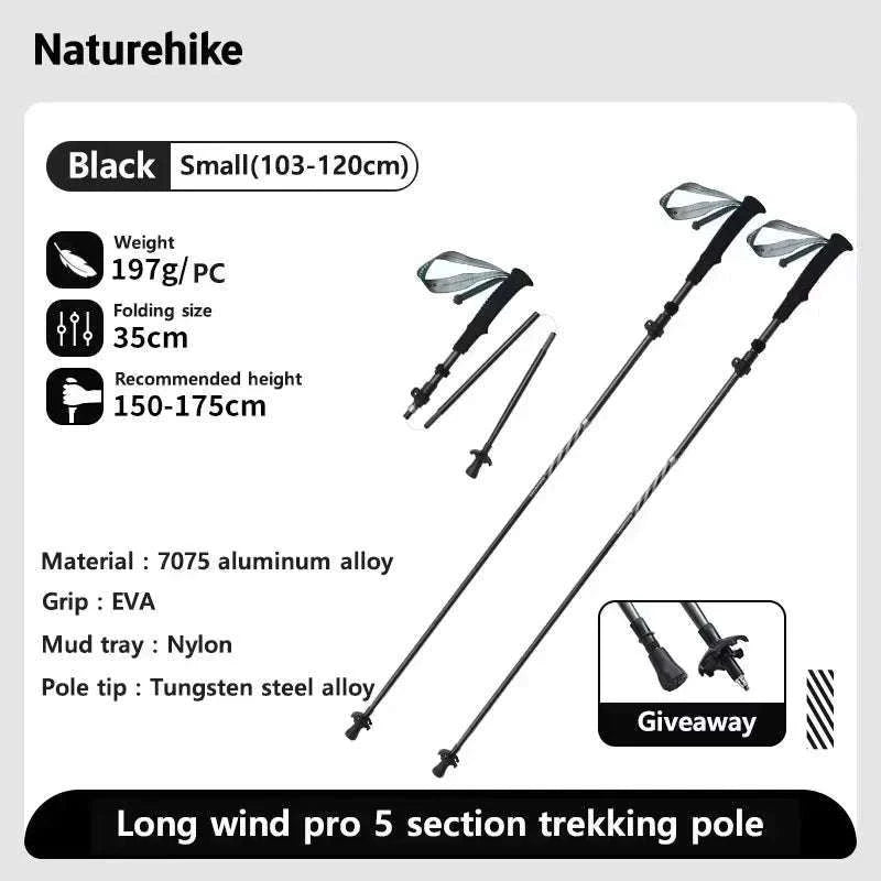 Carbon Fiber Trekking Poles Adjustable 103–135cm Ultralight Hiking Sticks-PRO Black S 2pcs / Russian Federation