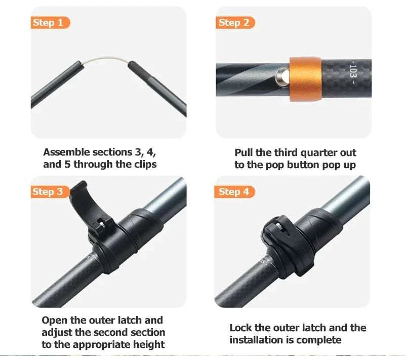Carbon Fiber Trekking Poles Adjustable 103–135cm Ultralight Hiking Sticks-PRO Black S 2pcs / Russian Federation