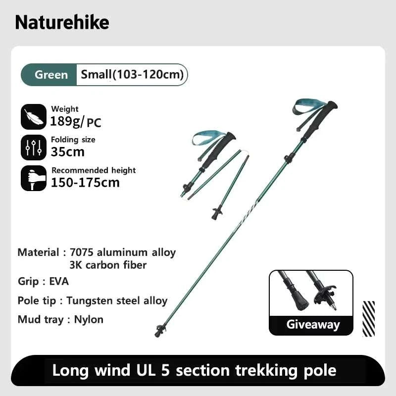 Carbon Fiber Trekking Poles Adjustable 103–135cm Ultralight Hiking Sticks-PRO Black S 2pcs / Russian Federation