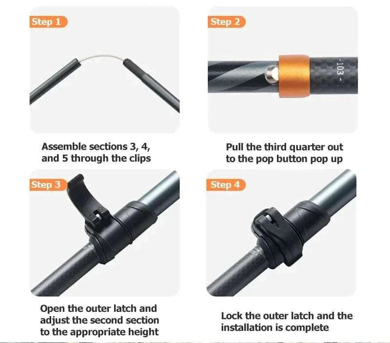Carbon Fiber Trekking Poles Adjustable 103–135cm Ultralight Hiking Sticks-PRO Black S 2pcs / Russian Federation