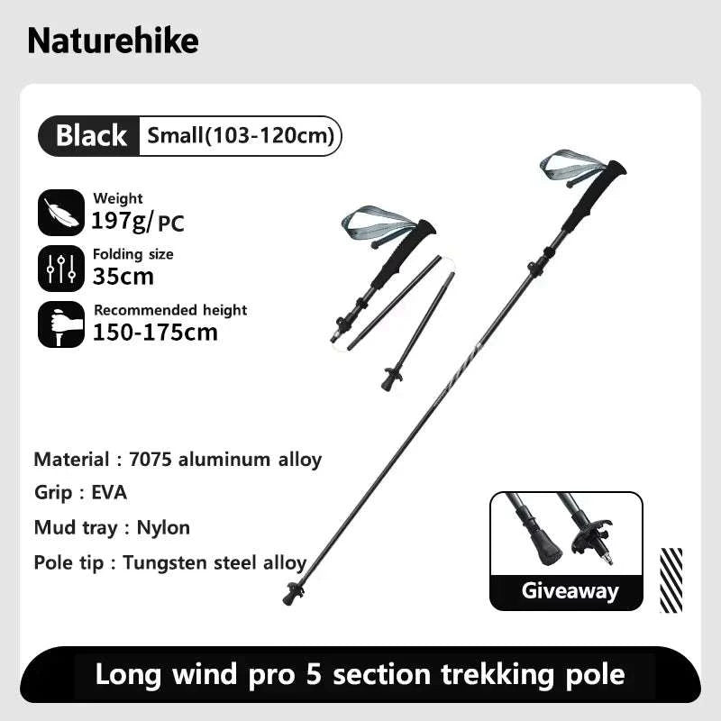 Carbon Fiber Trekking Poles Adjustable 103–135cm Ultralight Hiking Sticks-PRO Black S 2pcs / Russian Federation