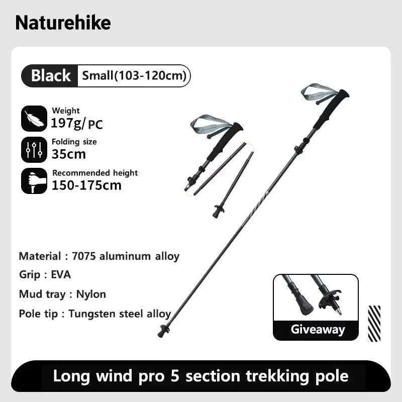 Carbon Fiber Trekking Poles Adjustable 103–135cm Ultralight Hiking Sticks-PRO Black S 2pcs / Russian Federation