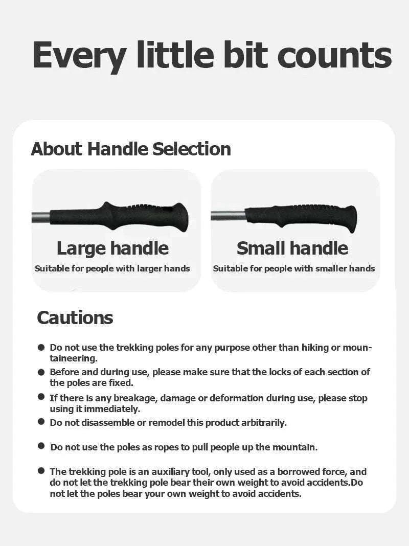 Carbon Fiber Trekking Poles Adjustable 103–135cm Ultralight Hiking Sticks-PRO Black S 2pcs / Russian Federation