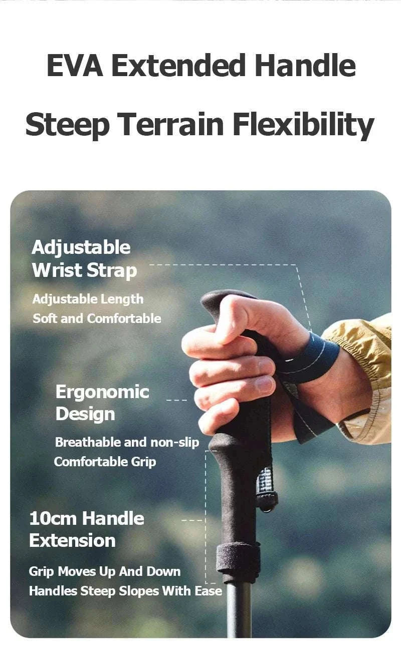 Carbon Fiber Trekking Poles Adjustable 103–135cm Ultralight Hiking Sticks-PRO Black S 2pcs / Russian Federation