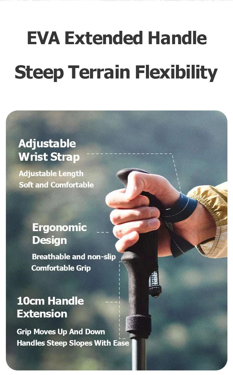 Carbon Fiber Trekking Poles Adjustable 103–135cm Ultralight Hiking Sticks-PRO Black S 2pcs / Russian Federation