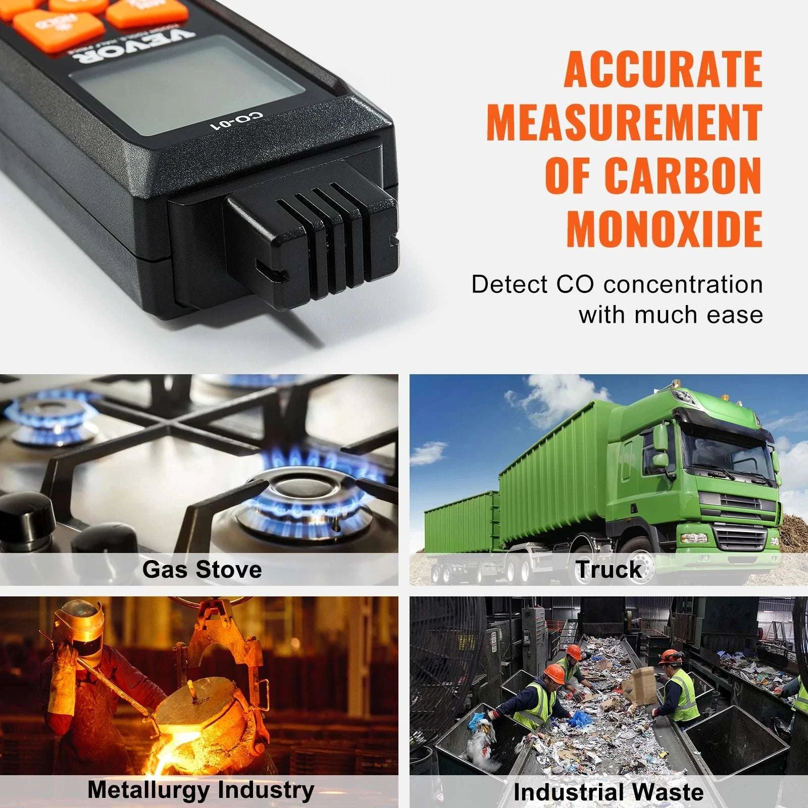 Carbon Monoxide Detector with Audible Alarm & LCD Display-6.1x1.97x1.22 in / United States