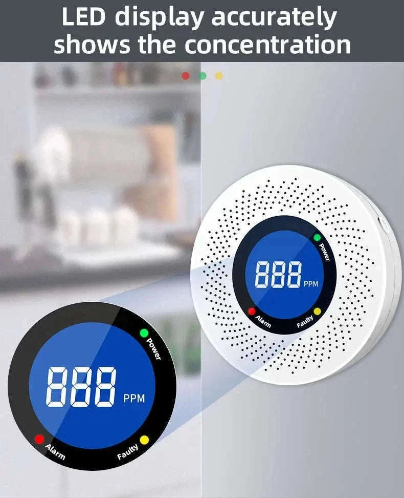 Carbon Monoxide Detector with Digital Display and Battery Power-10-PCS / China Mainland