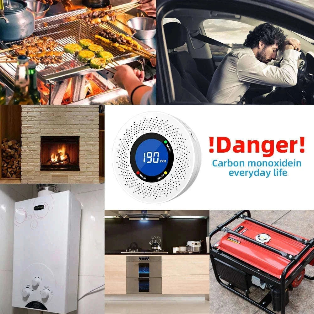 Carbon Monoxide Detector with Digital Display and Battery Power-10-PCS / China Mainland